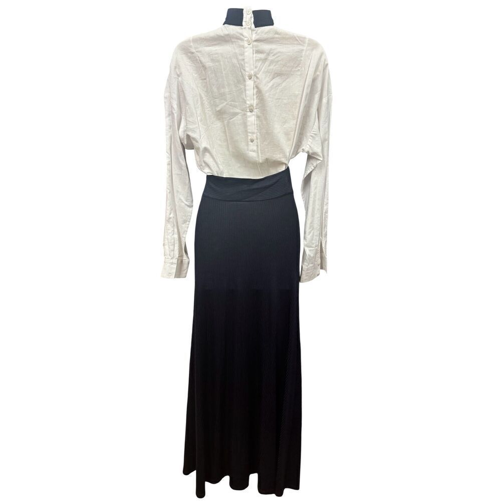 Rachel Comey Navy Knit Maxi Dress with Attached White Cotton Shirt NWT Size XS
